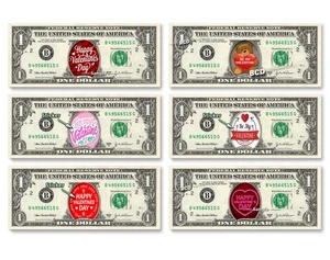 Happy Valentine's Day on a REAL Dollar Bill Bargeld Geld Sammlerstück Urlaubsgeld - Bild 1 von 15