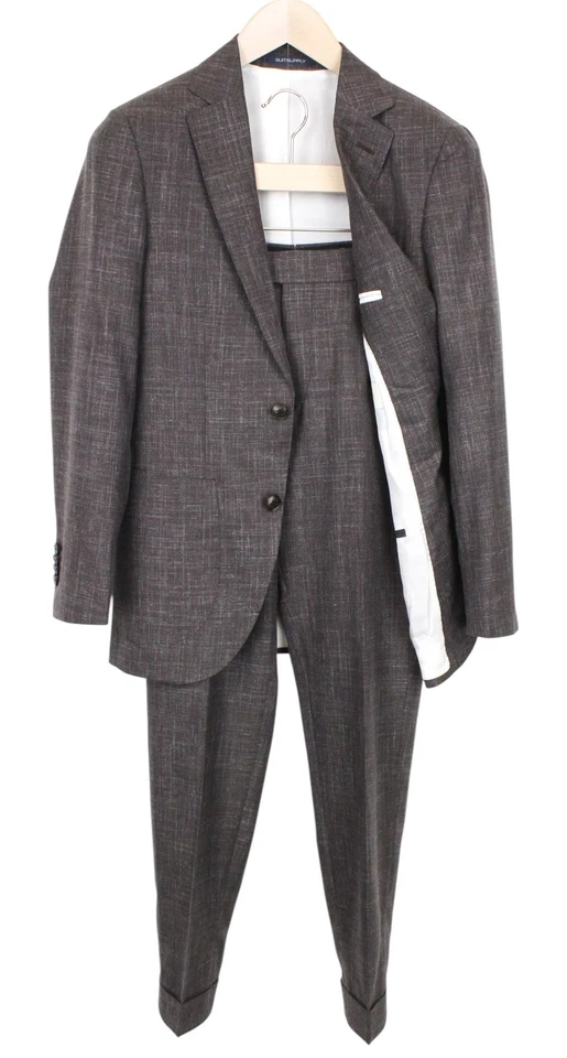 SUITSUPPLY La Spalla Men's UK30R Suit Classic Wool Silk Linen Brown 2 Piece - Image 1 of 4