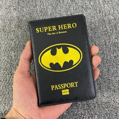 Superhero Themed CITY OF BATMAN Black/Gold Pocket Passport Holder #2