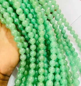 Chrysoprase Beads 15” Strand – Smooth Round Gemstone Beads Healing Crystals - Picture 1 of 11