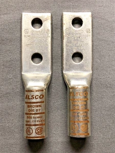 (2) Ilsco CLWD-500-12-134 Copper Compression Lugs Size 500 2 X 1/2" Hole Long - Picture 1 of 2