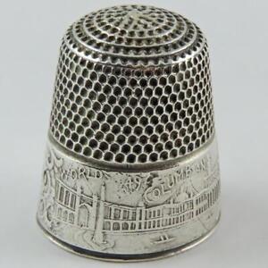 ANTIQUE 1892 COLUMBIAN EXPO CHICAGO WORLD'S FAIR SIZE 10 STERLING SILVER THIMBLE