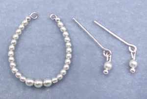 Dreamz WHITE GRADUATED PEARL & ERs w/ SILVER WIRE Choker Jewelry for 11.5" doll - Picture 1 of 1
