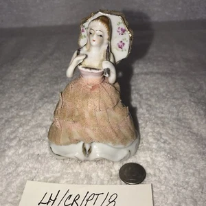 Vtg Dresden Style Lady Figurine Lace Trim Dress Handpainted Japan 1950's - Picture 1 of 5