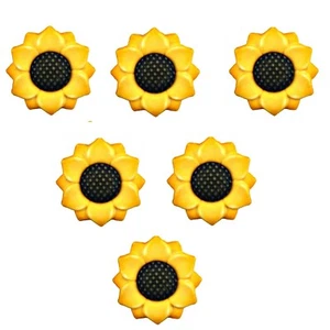 Dimensionale 3D Sonnenblumen (6 Stück) - Knöpfe in Hülle und Fülle - Herbst Herbst Nähen Basteln Schrott - Bild 1 von 2