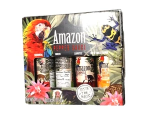 Pack of Amazon Pepper Sauces Habanero- Green-Chipotle -Hot N Sweet Mango/ 12 oz - Picture 1 of 2
