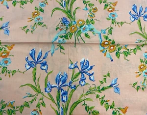 Cowtan & Tout handbedruckt seltene blaue Iris & Morning Glory 3,5 Yards Vintage neu - Bild 1 von 4
