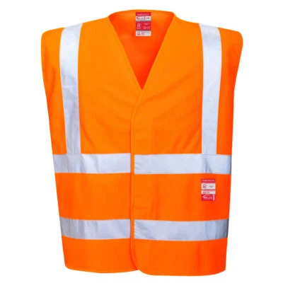 Portwest FR75 Hi Vis FR Work Safety Vest with Reflective Tape ANSI - Image 1 of 2