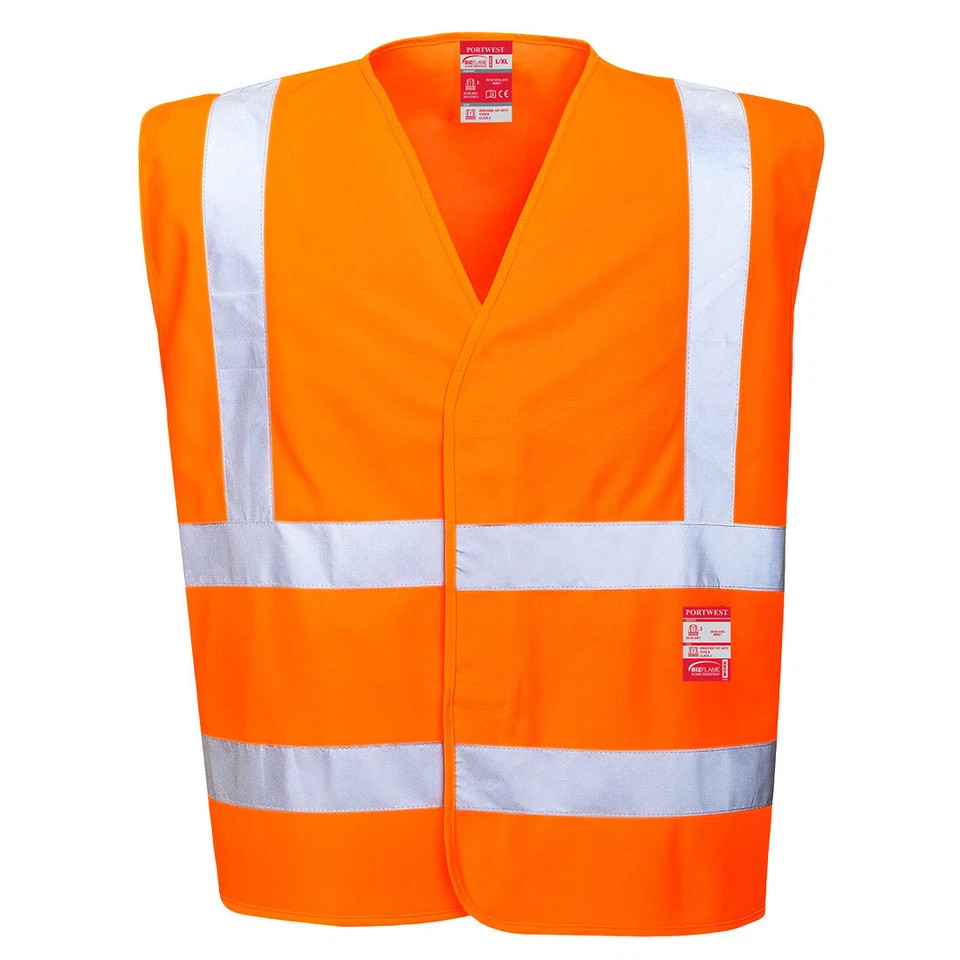 Portwest FR75 Hi Vis FR Work Safety Vest with Reflective Tape ANSI - Image 1 of 2