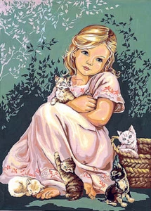 Seg De Paris Needlepoint canvas for halfstitch without yarn Canvas Little Gir... - Picture 1 of 1