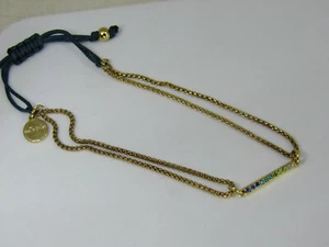 Stella & Dot Silvertone Pave Wishing BLUE green yellow crystal Tie Bracelet - Picture 1 of 4