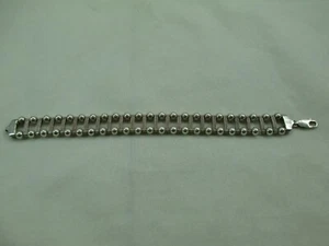 Vintage ITALY Sterling Silver Bead Segment Link Bracelet 7.5" 15.5mm 136E - Picture 1 of 10