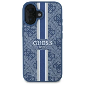 Guess iPhone 16 Hülle Case Cover MagSafe 4G Printed Stripes blue - Bild 1 von 8