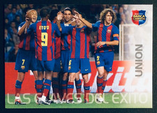 2004-05 Panini Megacracks Barca #108 Larsson Xavi Puyol Eto'o Marquez team card