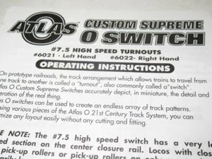 ATLAS 'O' - 3 RAIL - 6021/6022 - #7.5 LEFT/RIGHT HAND SWITCH INSTRUCTIONS - H26 - Picture 1 of 1