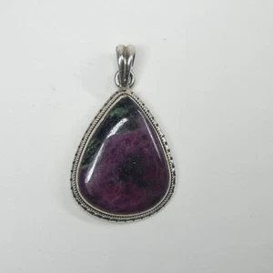 Colgante de plata de ley rubí zoisita piedra púrpura piedra preciosa lágrima 925 vintage - Imagen 1 de 12