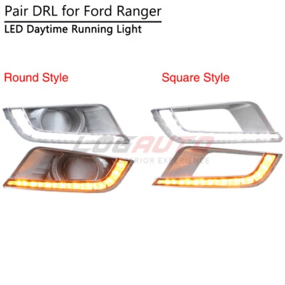 Luz de circulación diurna LED DRL delantera antiniebla con giro L+R para Ford Ranger 2015-17 Foto 1 de 4