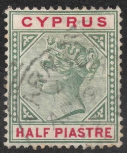 SG40 Sn:#28 ½ piastre 1896 CYPRUS Definitive Issues -Queen Victoria , used - Picture 1 of 2