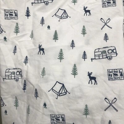 Eddie Bauer - TWIN  Flat Sheet “Don't Feed The Bears” Camping Cotton Percale - Image 1 of 4