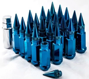 92mm AodHan XT92 12X1.25 Steel Blue Spiked Lug Nuts Fits Infiniti G35 G37 G20 - Picture 1 of 3