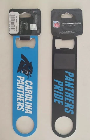 2 Carolina Panthers Bottle Opener With MagnetTwo CAROLINA PANTHERS Bottle Opener Cover