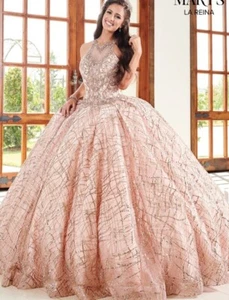 Pre-Owned Mary's Bridal Quince Dress MQ2103 Size 8 NO PETTICOAT ROSE GOLD - Picture 1 of 5