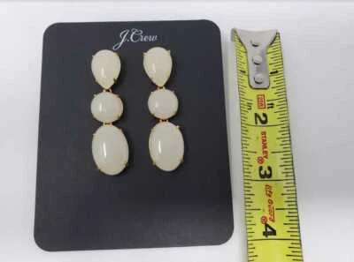 NEW J CREW WOMEN'S TRIPLE STONE DROP STATEMENT EARRINGS IN WHITE / BRIGHT PINK - Image 1 of 4