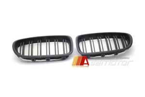 Matte Black Front Kidney Dual Slat Grilles fits 2011-2016 BMW F10 F11 5-Series - Picture 1 of 3