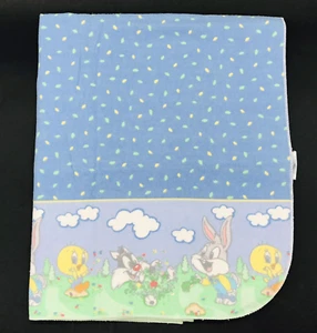 Baby Blanket Looney Tunes Tweety Sylvester Bugs Bunny Receiving Swaddle Vintage - Picture 1 of 5