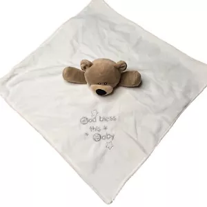 Baby Starters “God Bless This Baby” Teddy Bear Rattle Security Lovey Blanket - Picture 1 of 5