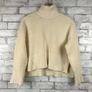 Suéter MADEWELL NUEVO CON ETIQUETAS Ancho Costilla Cuello Alto Antiguo Crema XSMALL NO065 - Imagen 1 de 6