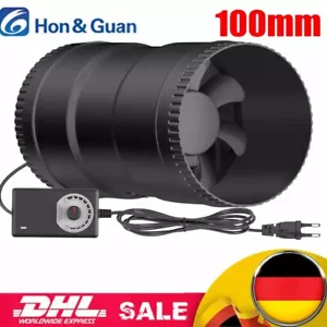 Hon&Guan 100mm Inline-Rohrventilator Regelbar, 221m³/h Rohrlüfter, Growzelt - Bild 1 von 19
