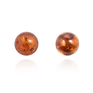 Pendientes de tachuelas redondos brillantes simulados de ámbar plata esterlina de 6 mm - Imagen 1 de 5