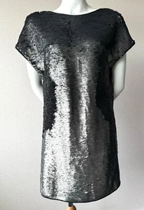 Mini Vestido de Fiesta MNG Premium Gris Lentejuelas Abierto V Trasero Talla S Pequeño - Imagen 1 de 5