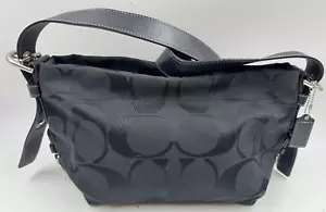 Coach Womens Handbag Black Signature Inner Pockets Adjustable Strap Shoulder Bag - Picture 1 of 10
