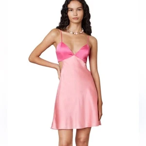 Nia The Brand Damen hell- und dunkelrosa Satin-Nina-Kleid mit Cutouts Größe Small - Bild 1 von 16