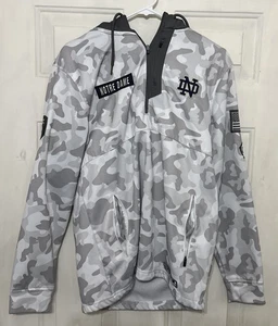 Notre Dame Pullover Men's Hoodie M Grey Camo Fighting Irish Colosseum 1/4 Zip - Picture 1 of 8