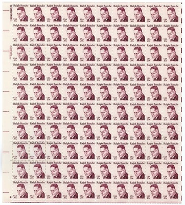 Scott #1860 Ralph Bunche Sheet of 100 Stamps - MNH P#4 LL - Image 1 of 3