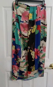 Zara Satin Effect Colorful Floral High Waist Faux Wrap Skirt Spring Summer Sz M - Picture 1 of 6
