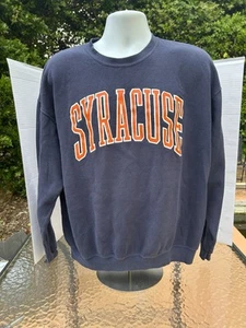 Vintage Lee Men’s Navy Syracuse Spell Out Cotton Crewneck Sweatshirt Size XLArge - Picture 1 of 6