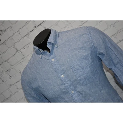 Camisa de vestir de lino irlandés J Crew Baird McNutt para hombre talla mediana azul  Foto 1 de 4