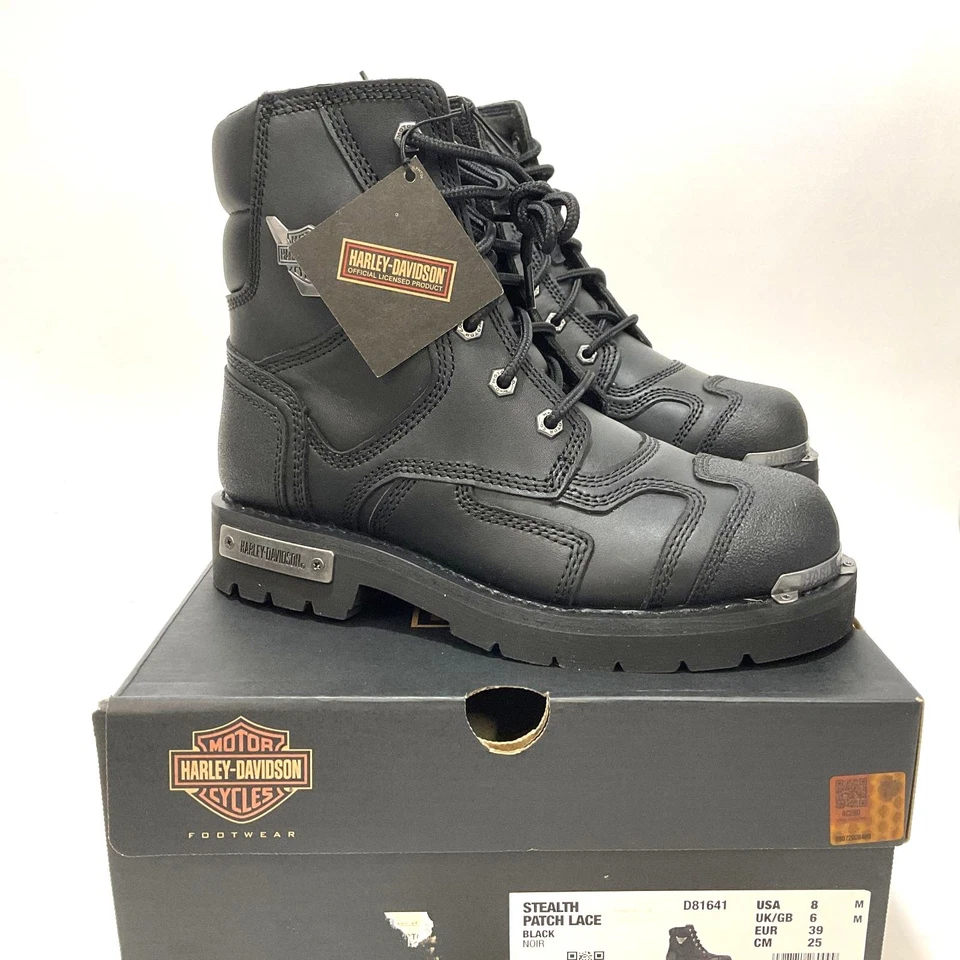 Harley-Davidson Footwear Women's Stealth Black Leather Motorcycle BOOTS D81641