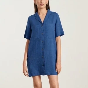 Everlane Women's Linen Oversized Shirtdress Workwear Blue Dress XS Pockets - Picture 1 of 10