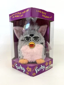 Vtg Furby 1998 Pink Gray Black Gray Eyes Leopard New Sealed Model 70-800 Era 1 - Picture 1 of 12