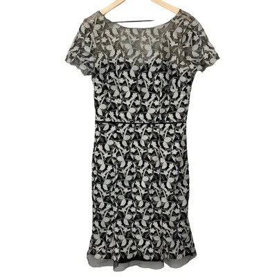 JS Collections Embroidered Lace Midi Dress Black 8 - Image 1 of 4