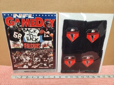 VTG 1992 Browns Vs Falcons Game Program w/ 4 Team Wristbands "DiMag" ESTATE - Image 1 of 2