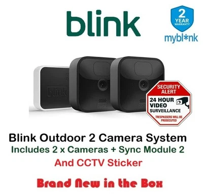 New Blink Wireless HD Smart Security Gen 3, 2 Camera System + CCTV Red Sticker - Image 1 of 4