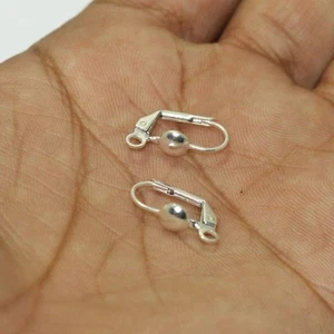 2 Pairs, 16x9mm Silver Brass Earring Hooks - Picture 1 of 8