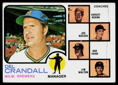 1973 Topps  #646 Brewers Field Leaders (Del Crandall / Harvey Kuenn), EX - Image 1 of 2