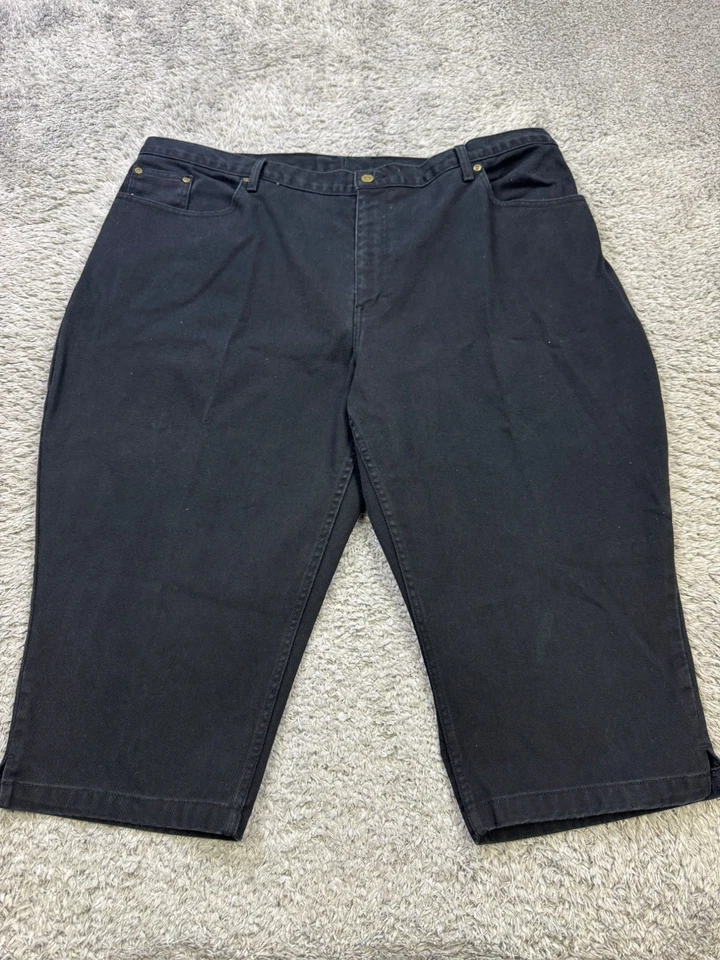 Pantalones de mezclilla Newport News para mujer 26 W negros colección Jeanology tiro alto capri Foto 1 de 4